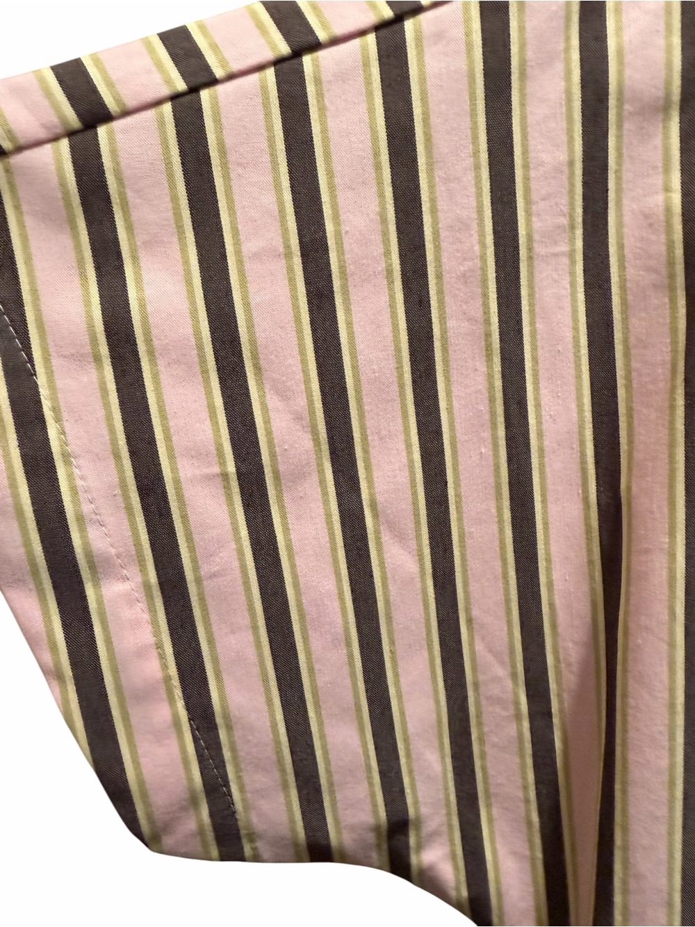 Anthropologie Exquise Midi Shirt Dress - Pink/Green/Brown Stripe, MEDIUM - Picture 2 of 5